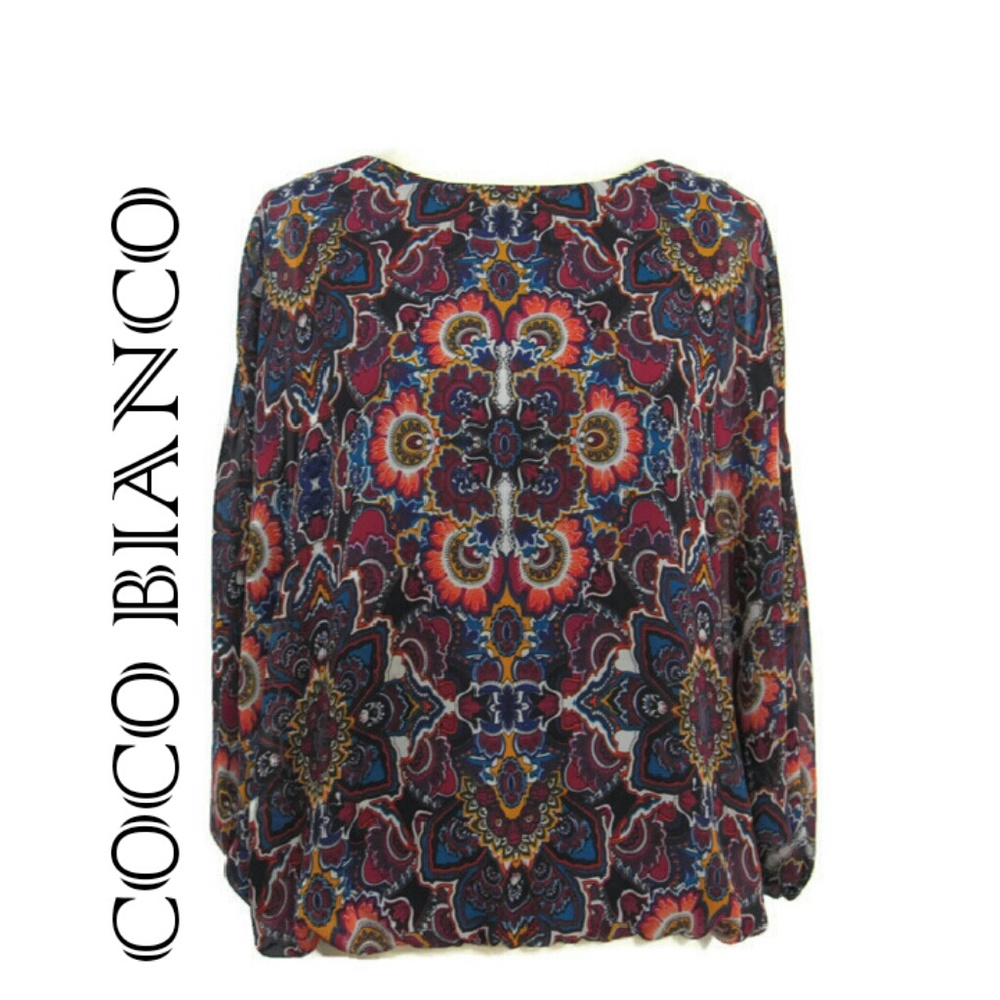Coco Bianco Sheer Dolman Peasant Top Sz M